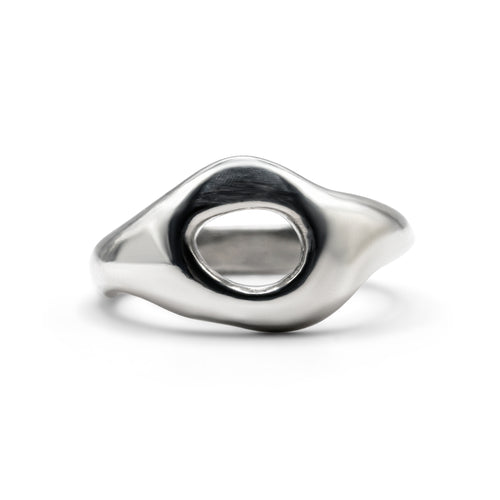 silver goopy ring, asymmetrical ring, sculptural ring