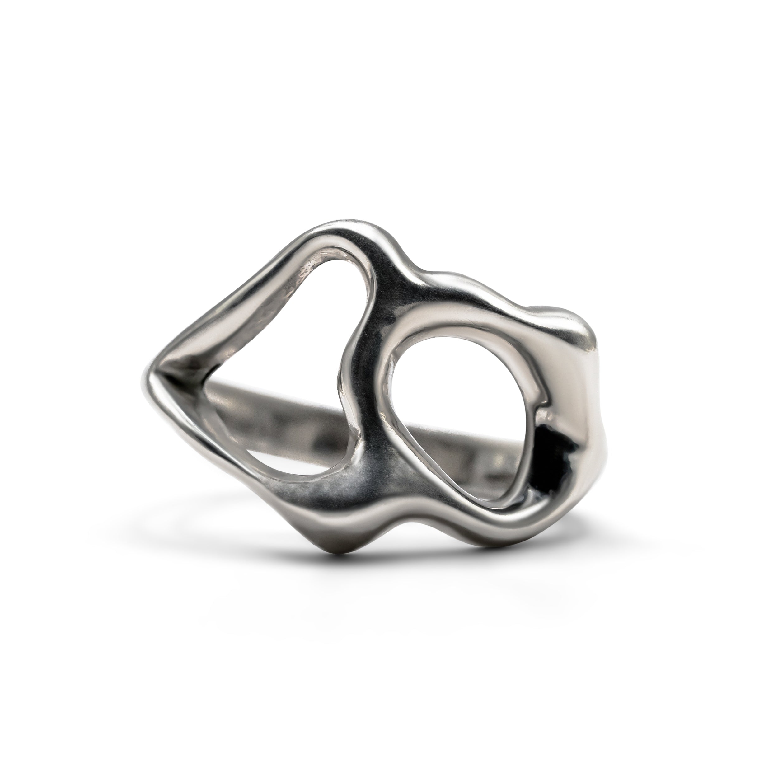 silver goopy ring, asymmetrical ring, sculptural ring