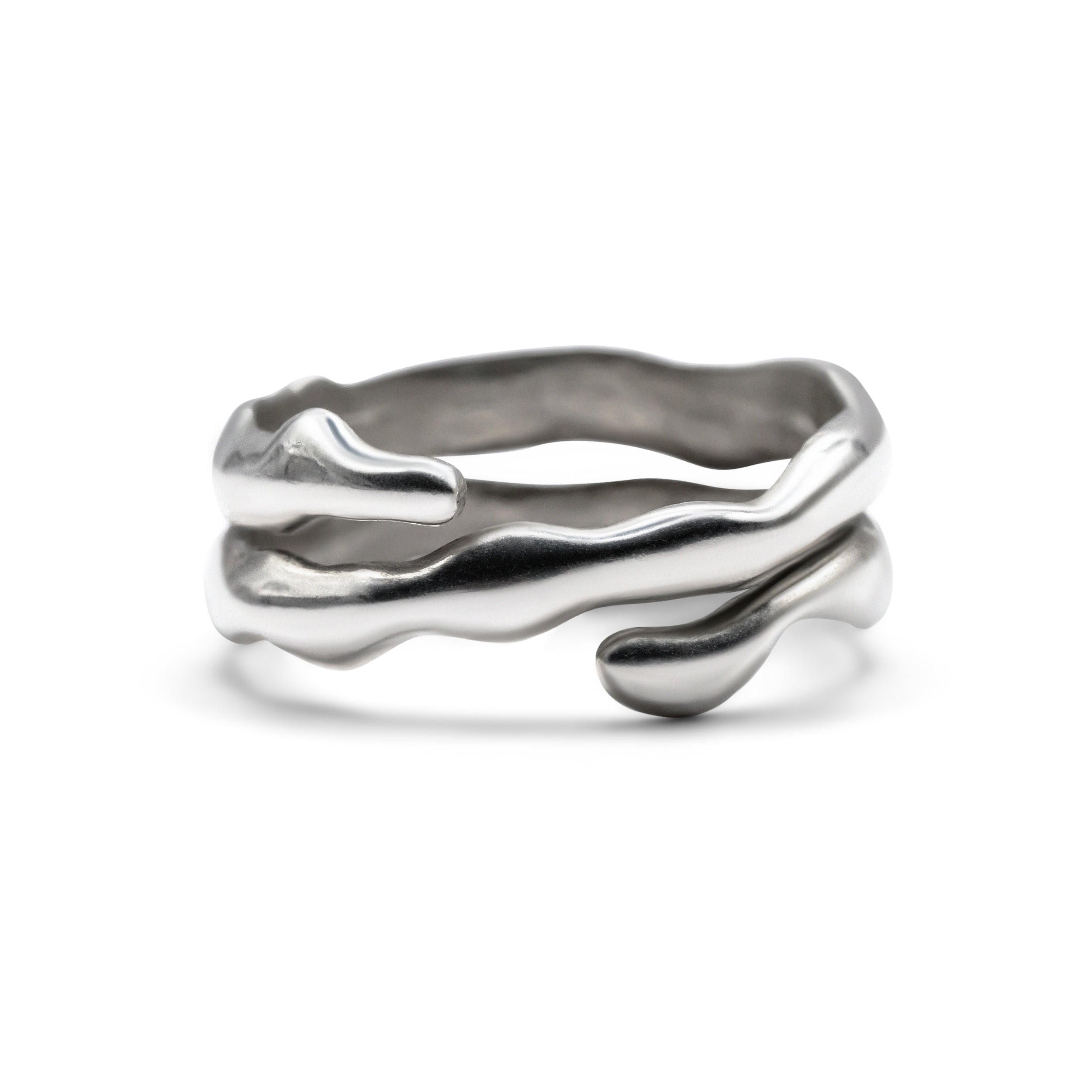 silver goopy ring, asymmetrical ring, sculptural ring